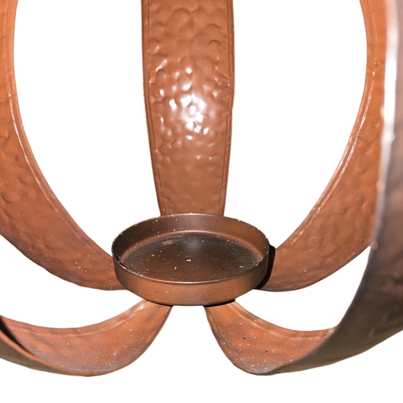 Hammered Metal Pumpkin Pillar Candle Holder - Picture 4 of 6
